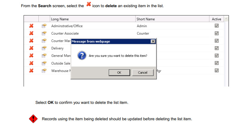 Data List Maintenance Help Documentation - ComCept Documentation